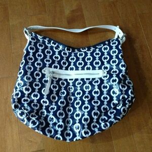 Shiraleah Handbag Blue & White with Links Design